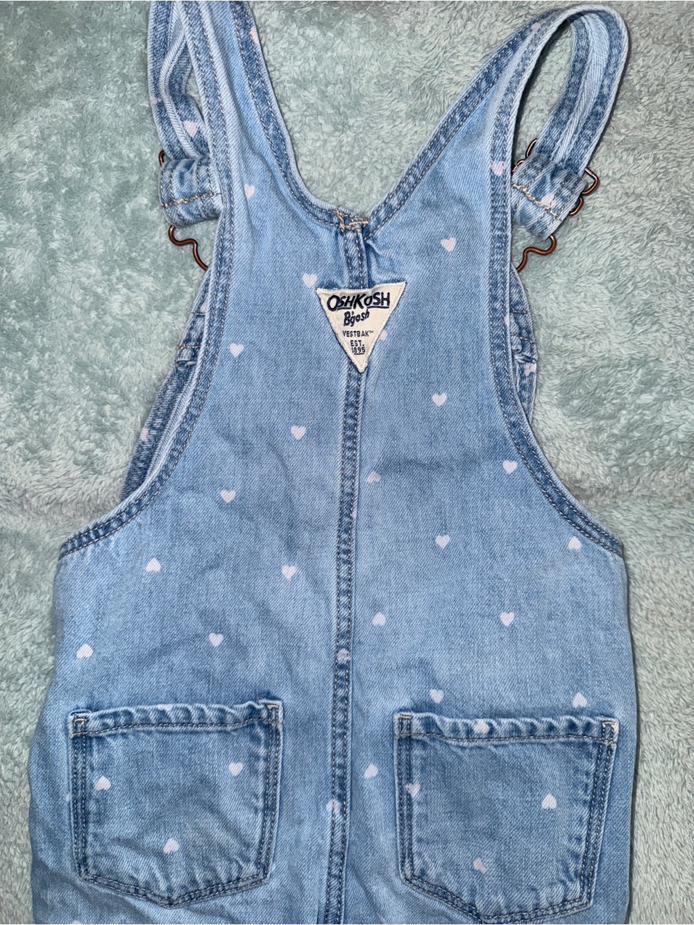 OshKosh B'gosh Light Blue Denim Heart-Print Overalls